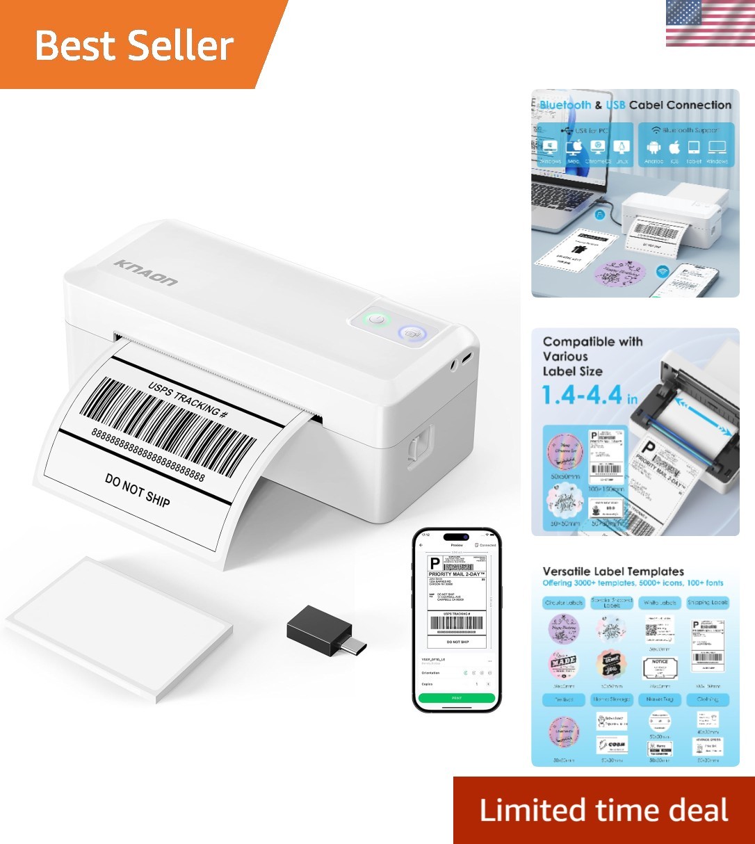 4x6 Thermal Label Maker for iPhone, Android & Windows - Compact & Efficient