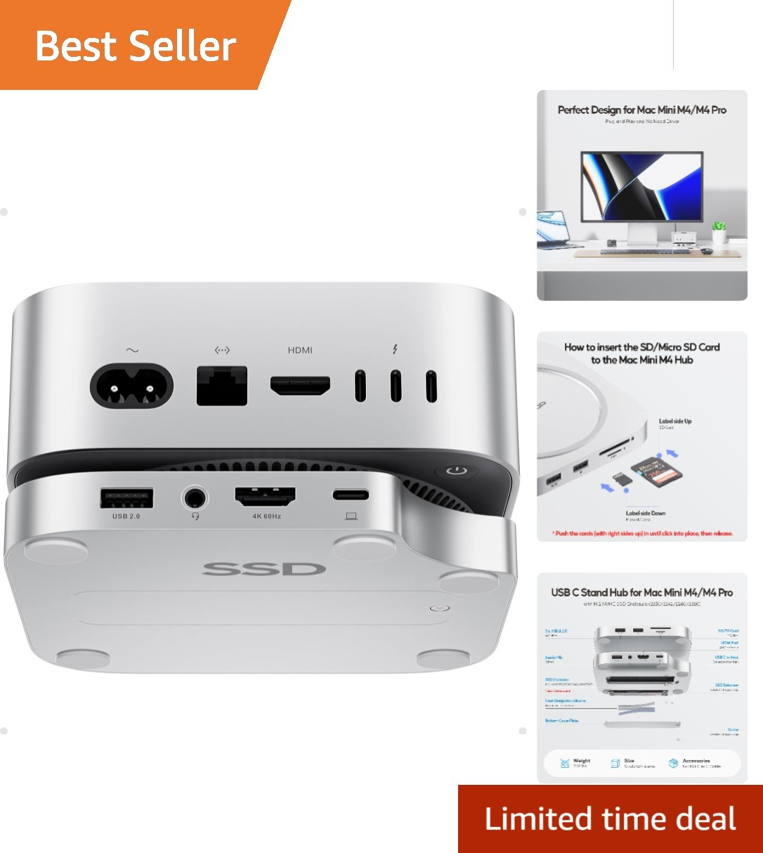 Versatile Mac Mini M4 Docking Station - Supports 4TB SSD & 4K HDMI Output