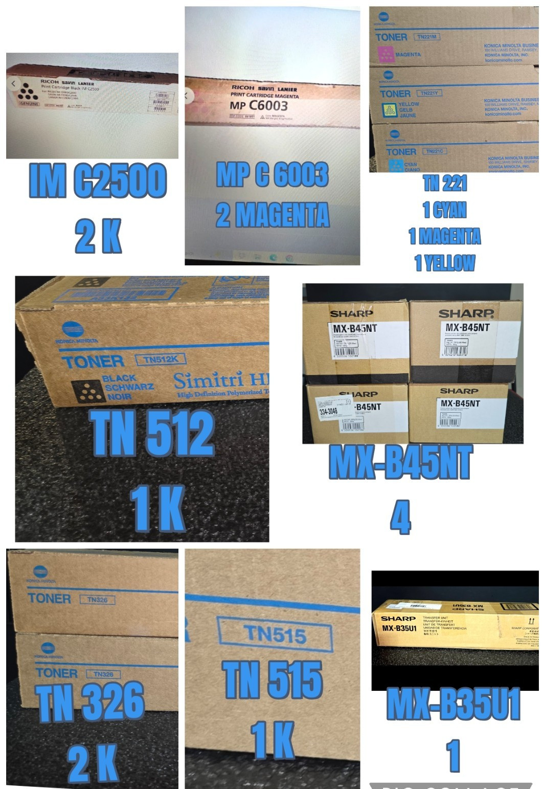 BUNDLE OF 16  GENUINE RICOH/KONICA MINOLTA/SHARP NEW