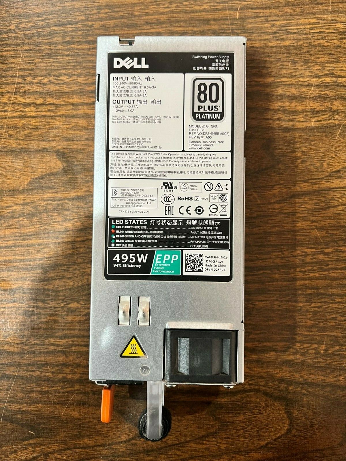 Dell PowerEdge R730 R730xd R630 495W Power Supply 02FR04 2FR04 