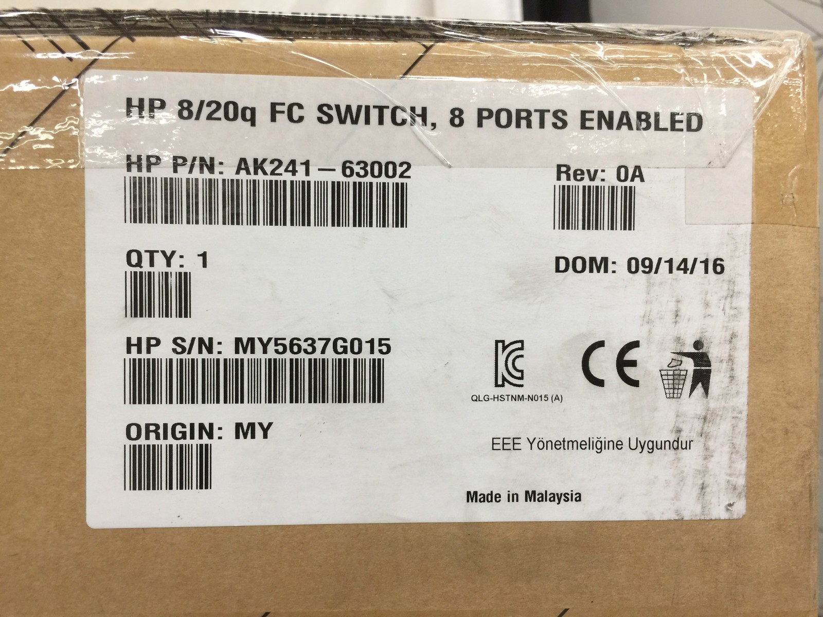 HP 8/8q FC SWITCH, 8 PORTS ENABLED AK241-63002
