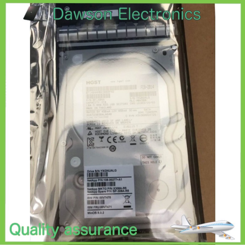 Open boxNetApp X308A-R5 108-00277+A0 00V7470 00V7471 3T 3TB 3.5" SATA Hard Drive