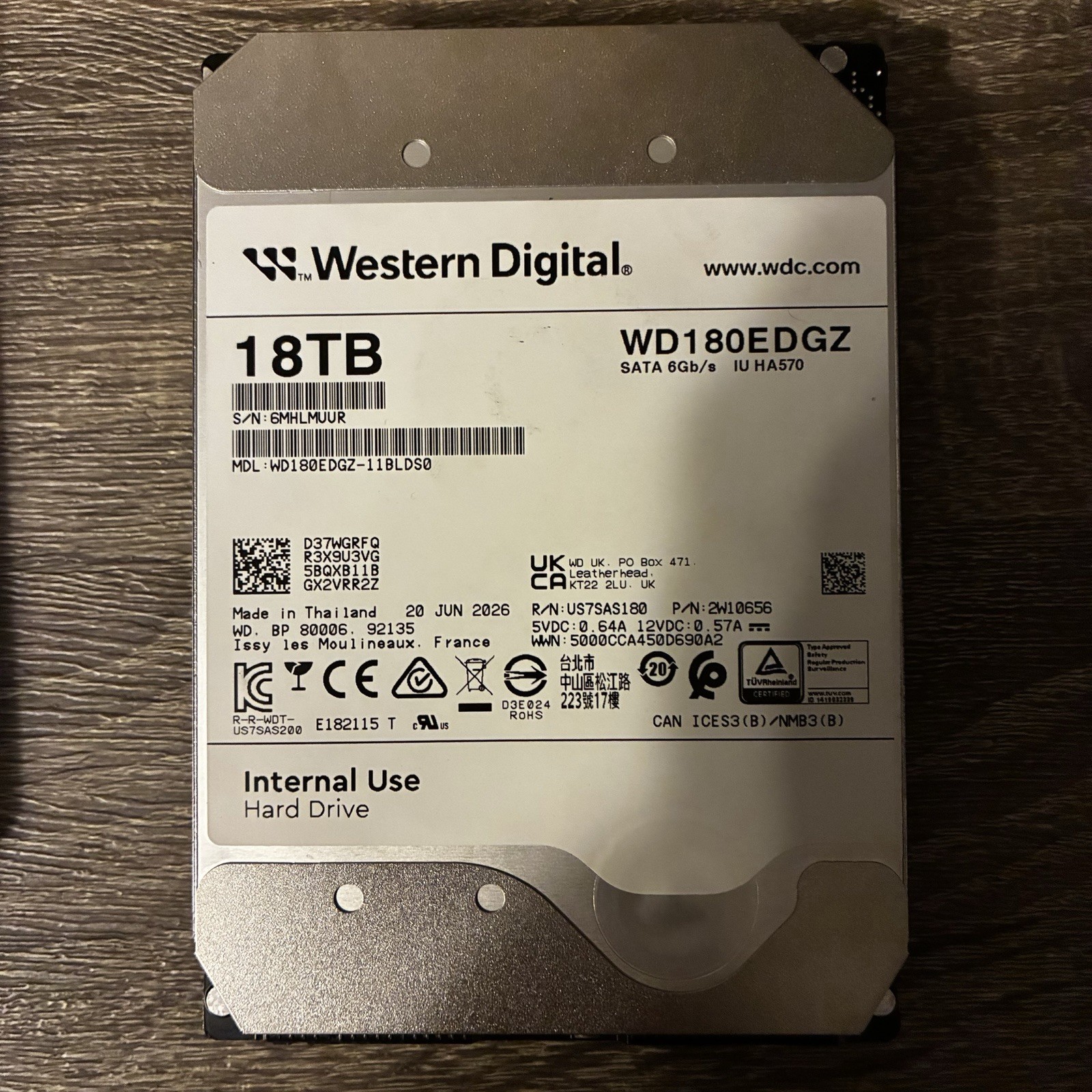 Western Digital 18TB, Internal, 7200 RPM, 3.5 inch (WD180EDFZ) Hard Disk Drive