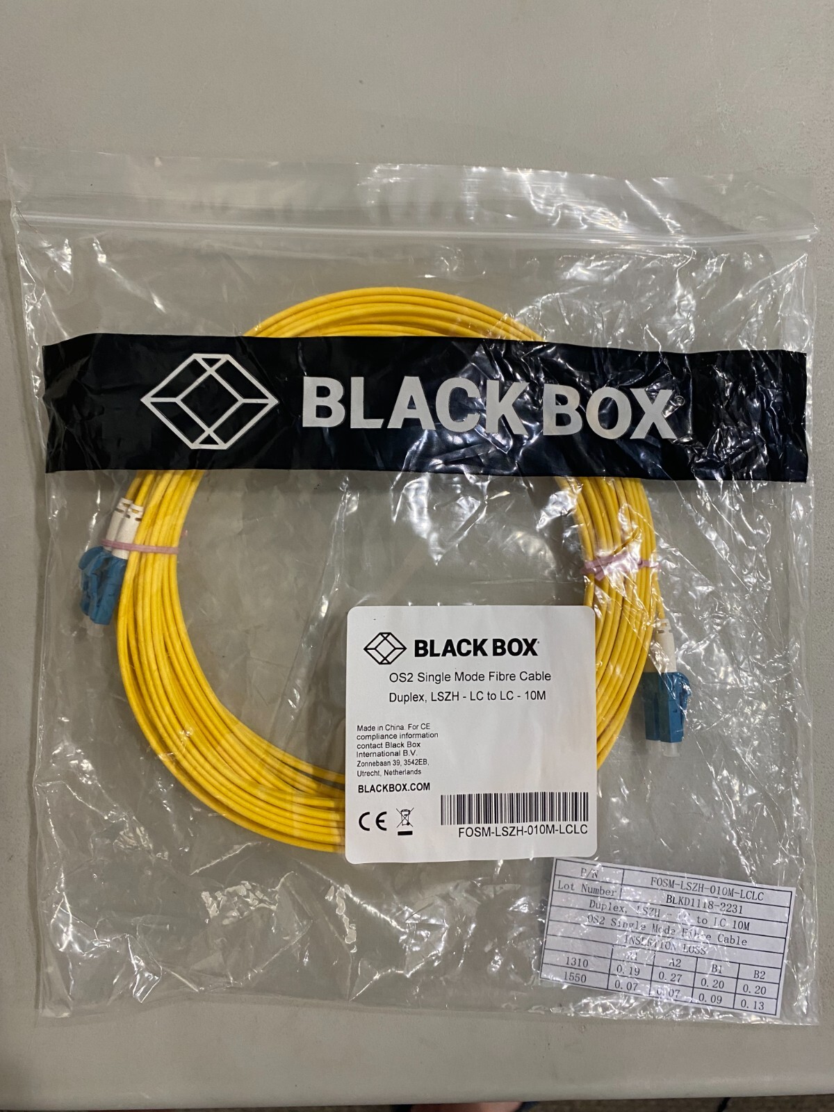 LOT OF 10 Black Box OS2 Singlemode Fiber Optic Patch Cable Duplex LSZH  LC to LC