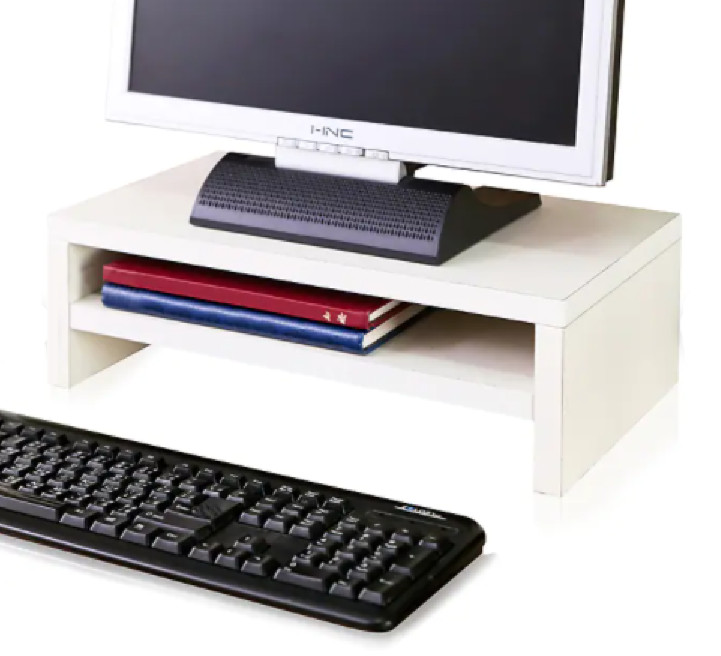 Way Basics 16.7"W 2-Shelf Simple Eco Modern Computer Monitor Stand Riser, White 