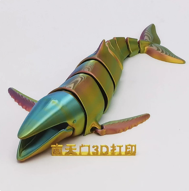 3D-printed custom humpback whale joint-actuated realistic marine animal toy