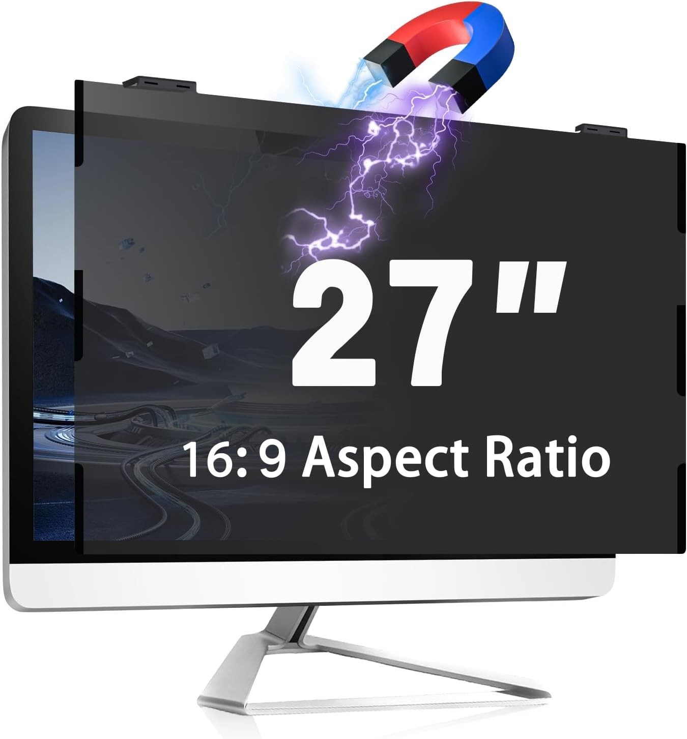 JEAPKA Privacy Filter 27 Inch for Frameless Monitor, Anti-Glare Shield
