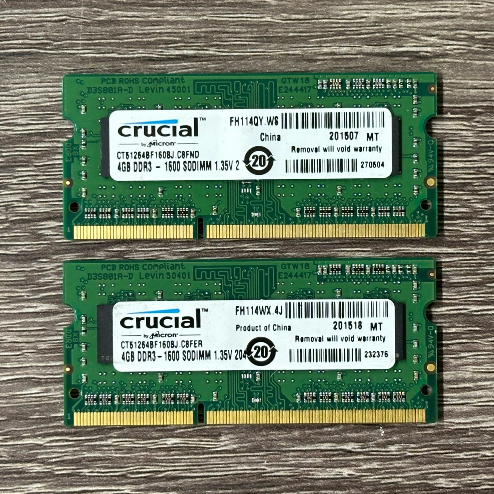 2x 4GB DDR3 1600 MHz / 1333 MHz PC3 SODIMM Laptop RAM Units - 8GB (Mixed Brand)