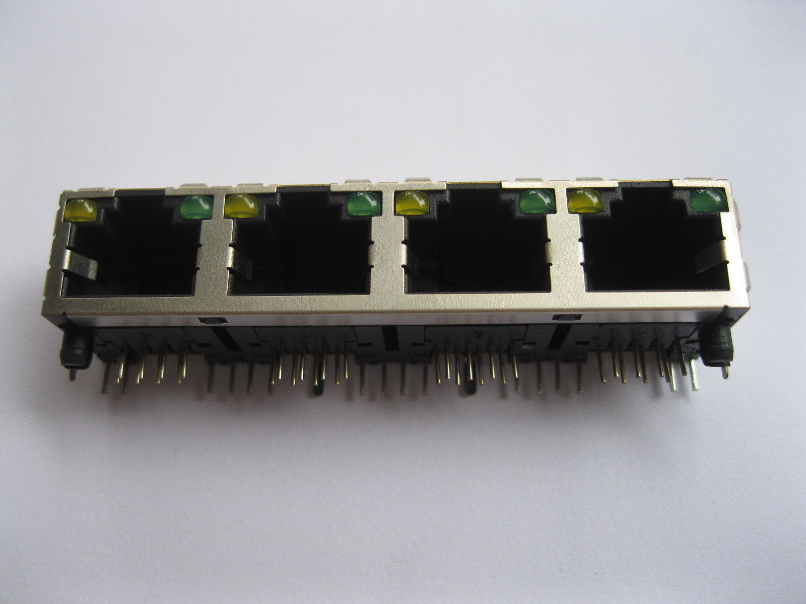 30 pcs RJ45 Modular Network PCB Jack Connector 56 8P with LED 4 Ports Side Entry