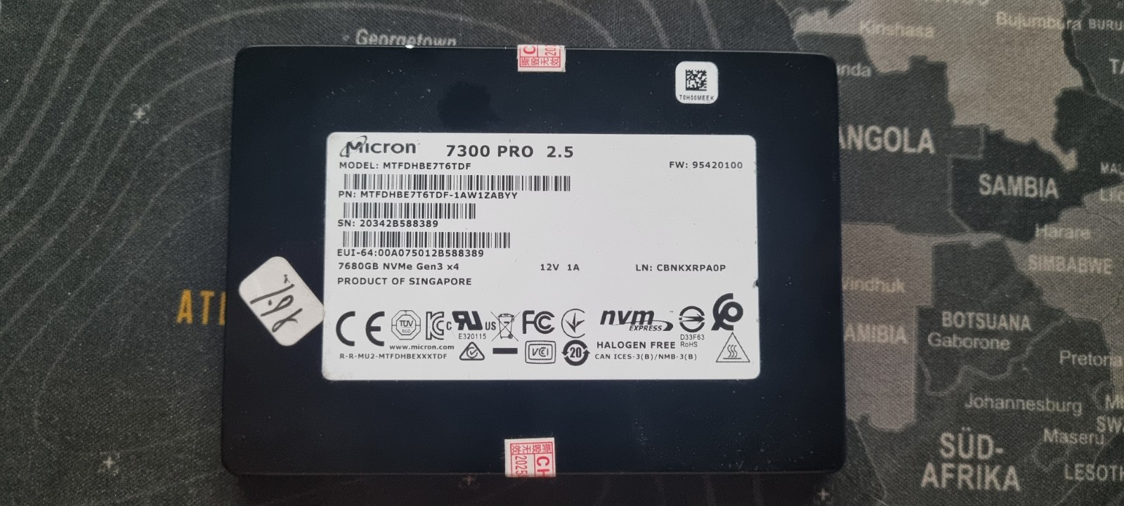 MICRON 7300 PRO 2.5 2.5" NVMe Gen 3x4 SSD 7680GB 7.68TB U.2 U2 MTFDHBE7T6TDF TB