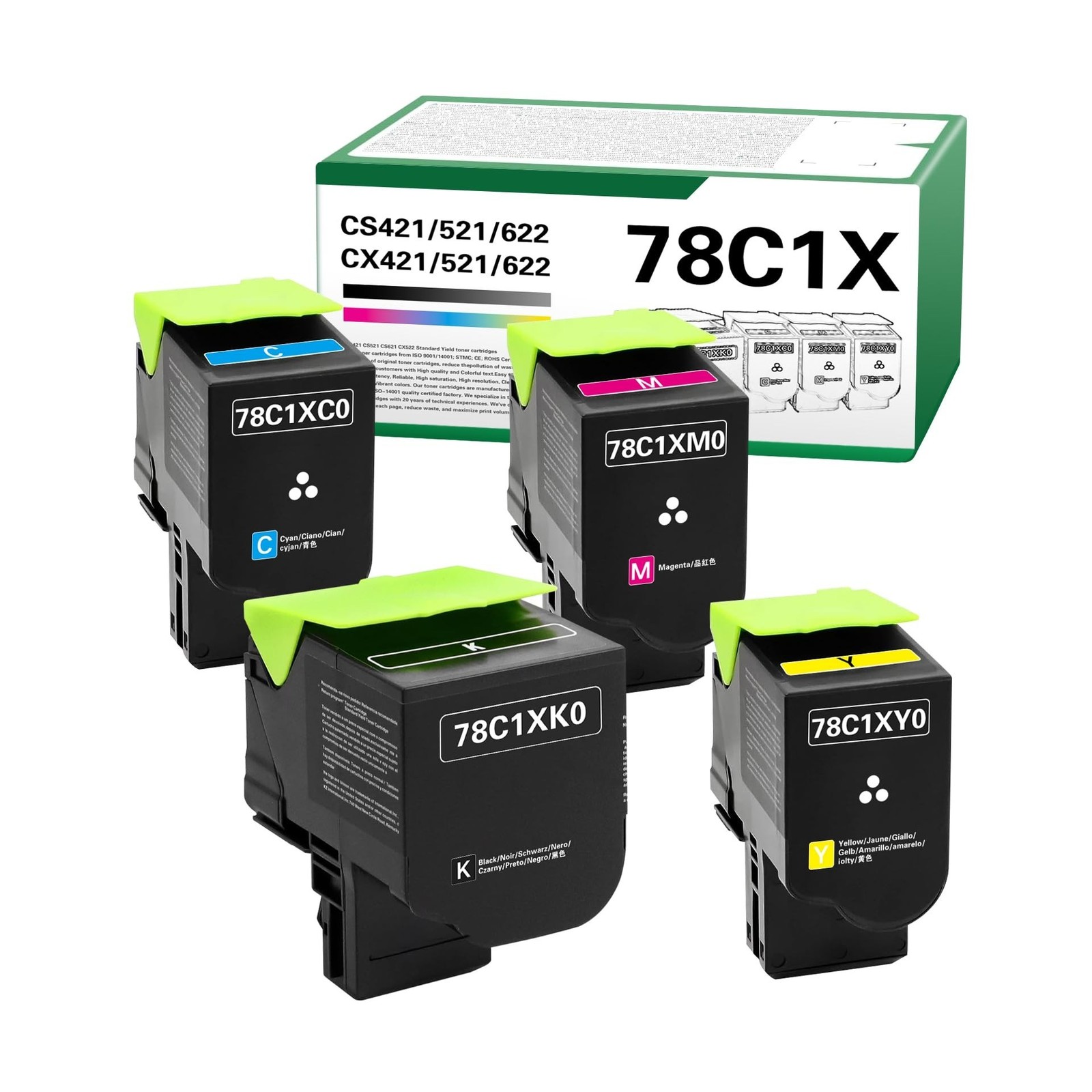 78C1X CS421 Toner Cartridge Extra High Yield（BK: 8500 Color: 5000 Compati