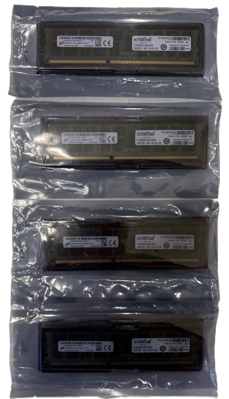 Set of 4 Crucial RAMs 16GB 2Rx4 PC3L-12800R - For Servers Only