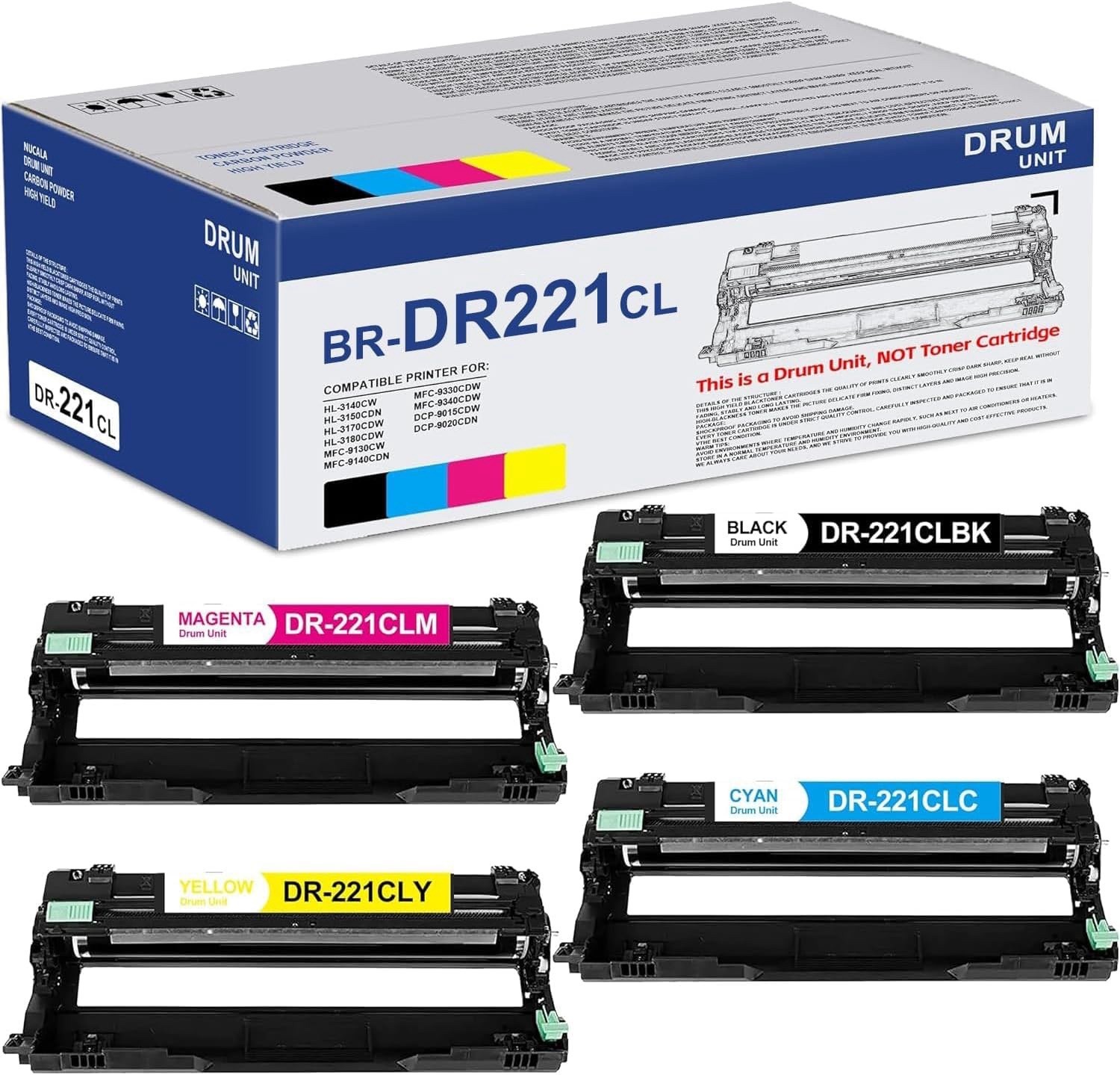 Ksuellpwr DR221CL Drum Unit, 4 Pack