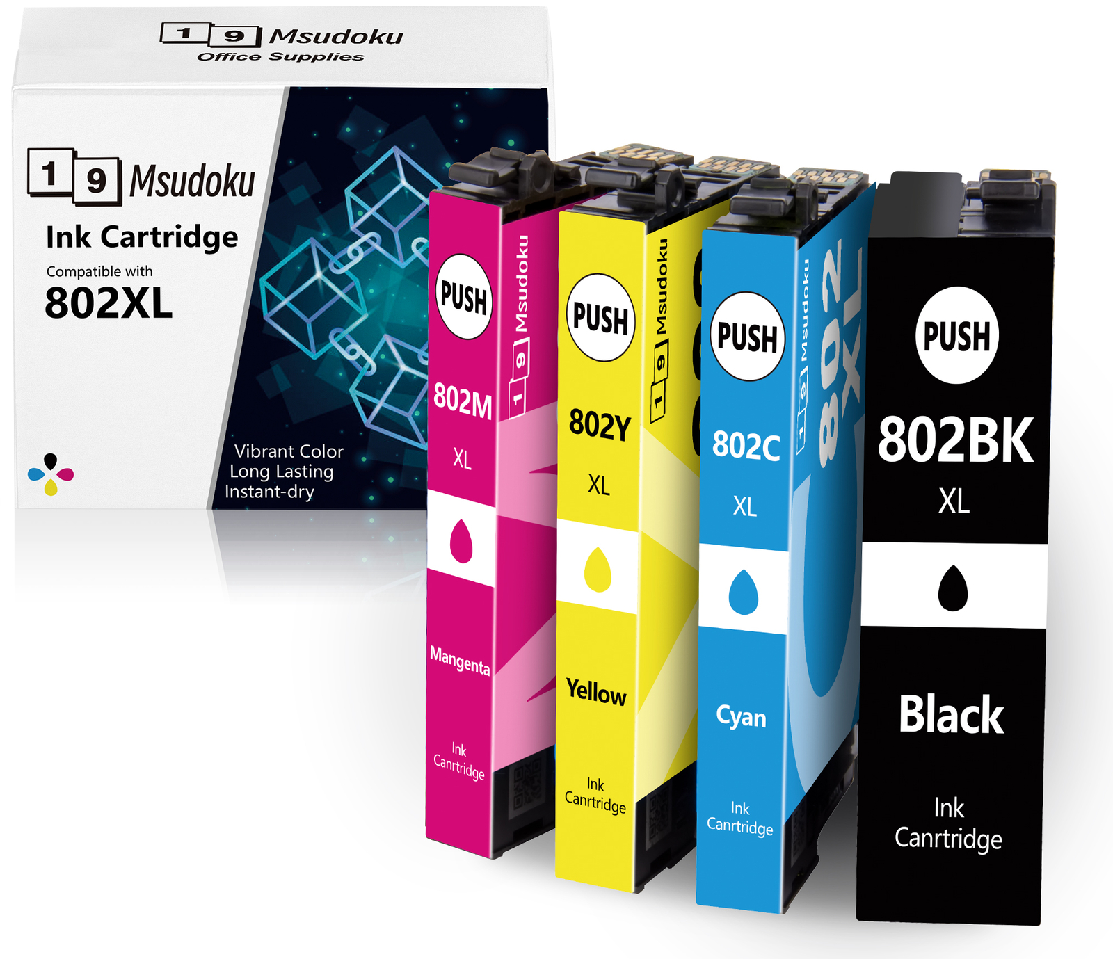 4PK 802XL Ink Cartridges For Epson WorkForce Pro WF-4720 WF-4730 WF-4734 WF-4740