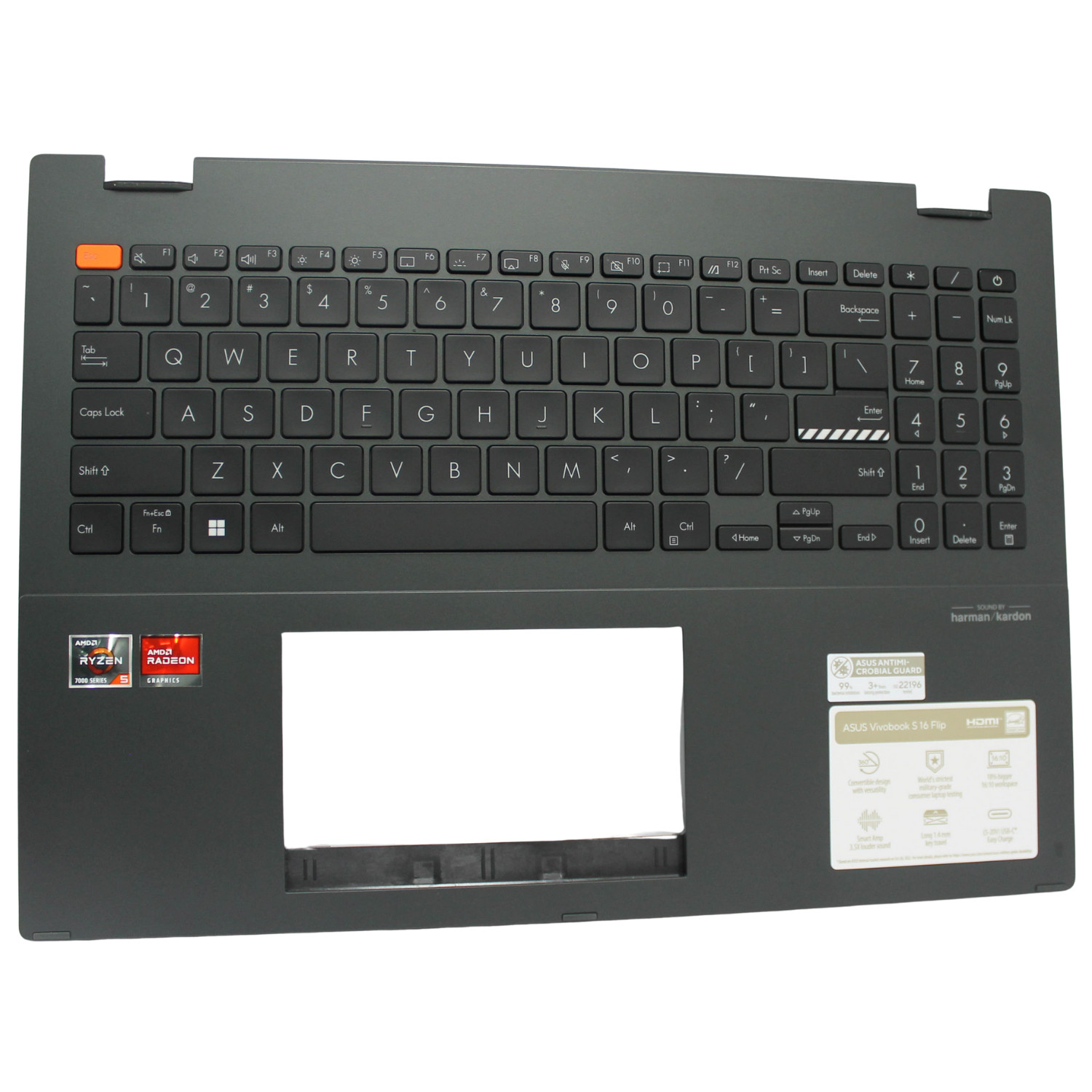 90NB1051-R31US1 ASUS PALMREST TOP COVER W/KB US BL VIVOBOOK S16 FLIP GRADE A