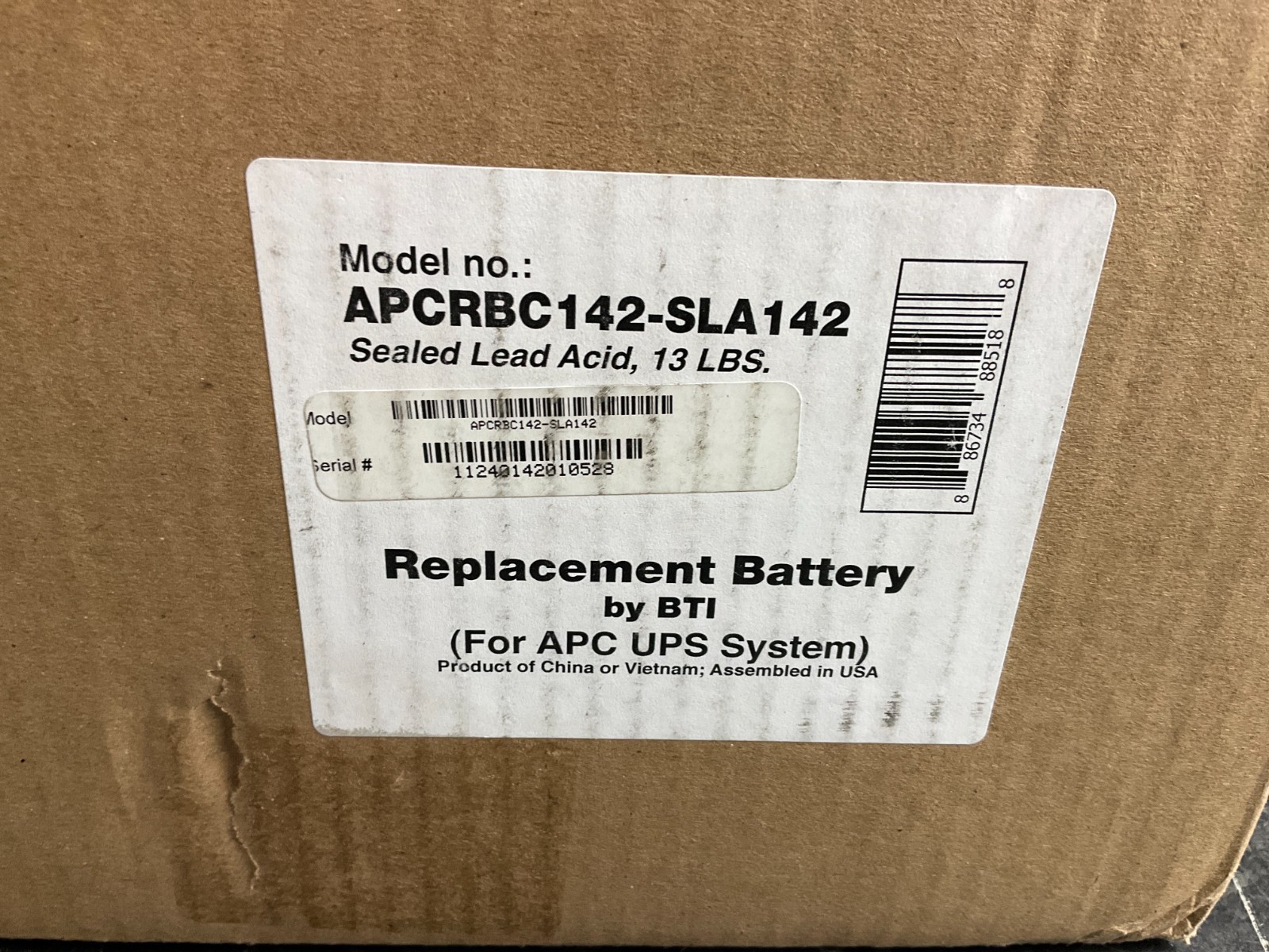 BTI UPS Replacement Battery APC RBC142 APCRBC142-SLA142 ✅ ❤️️ ✅ ❤️ NEW