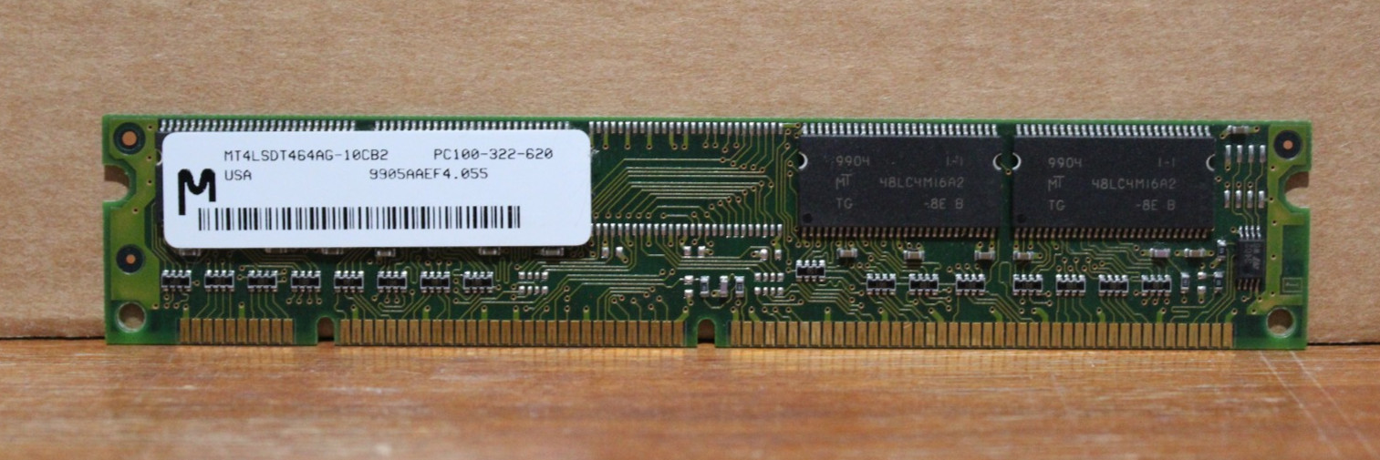 Micron MEMORY MT4LSDT464AG-10CB2 32MB PC100 100MHz CL2 168-Pin DIMM 323029-001