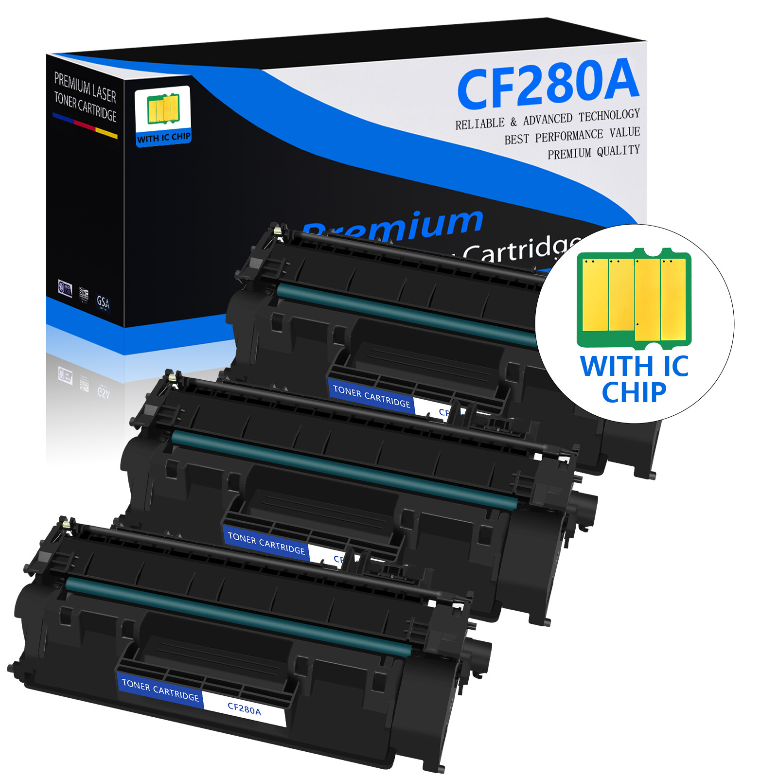 3Pack CF280A 80A Black Toner Compatible HP LaserJet Pro 400 M401dne M401dw M401a