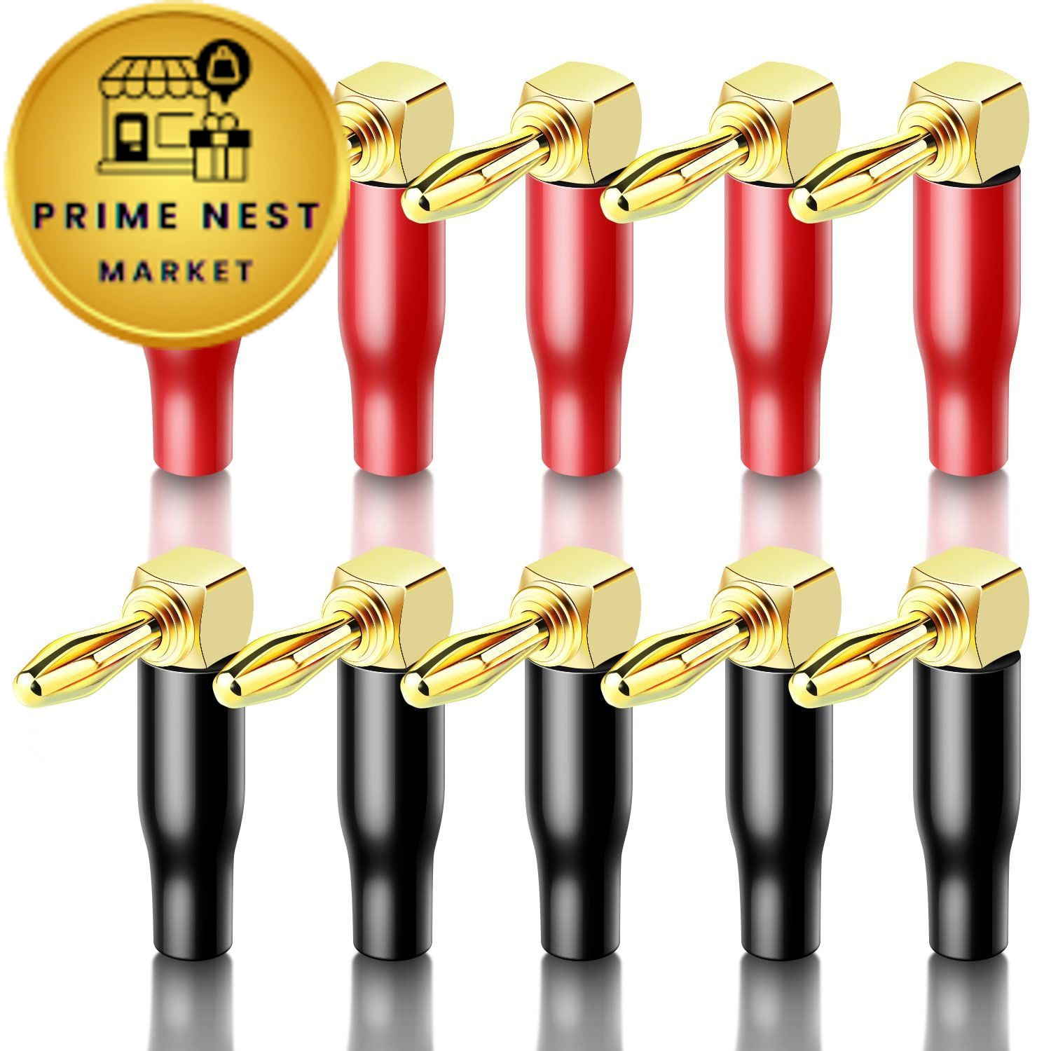 KUYIOHIFI 24K Gold Plated 90 Degree Banana Small, Right Angle Plugs