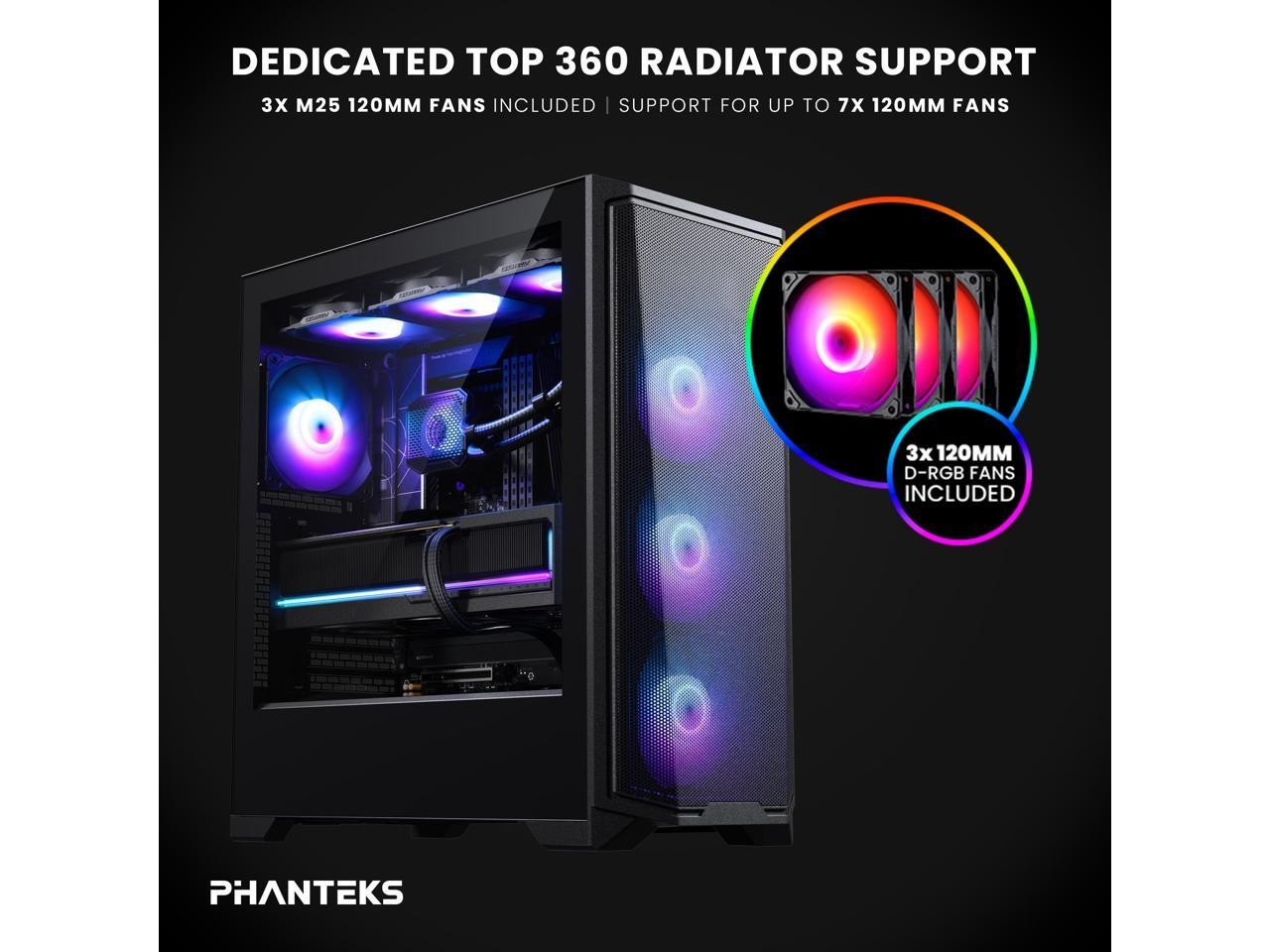 Eclipse G370A, mid-tower Gaming Chassis, high airflow mesh, 3x M25 Phanteks