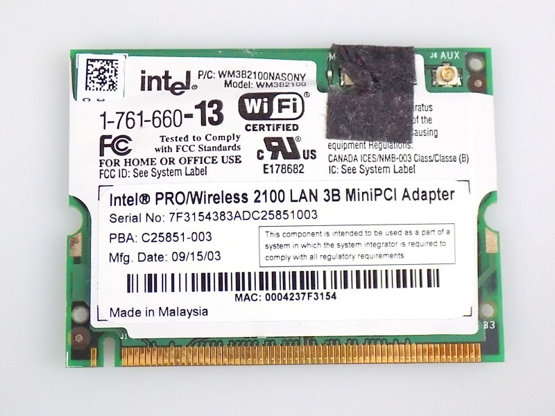 Sony 176166013 Intel PRO Wireless 2100 Wireless Card Wifi WiFi Card Mini PCI