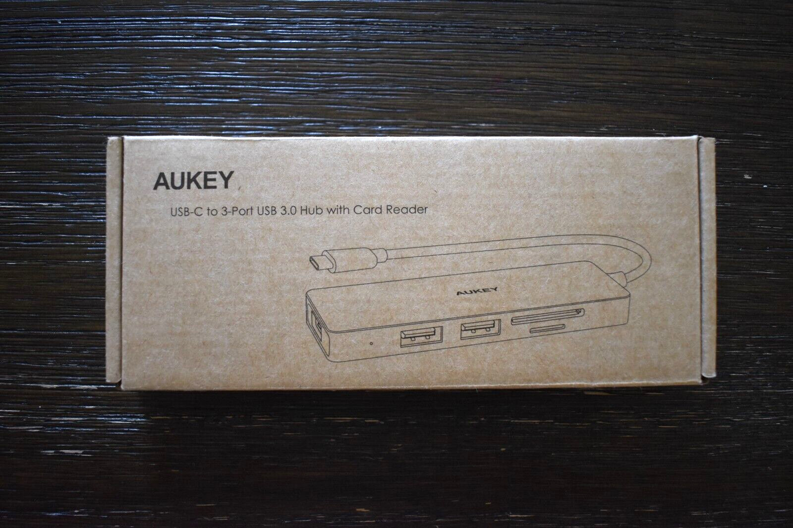 Aukey CB-C63 USB-C to 3 Port USB 3.0 Hub With Card Reader
