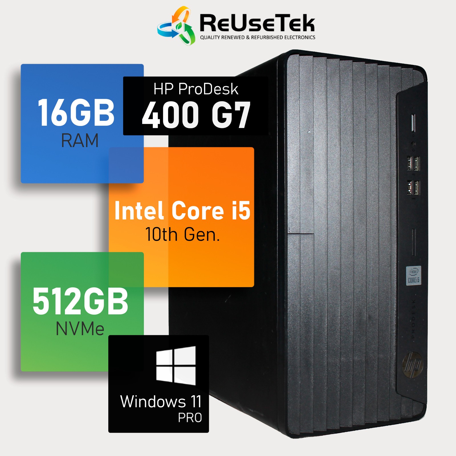 HP ProDesk 400 G7 SFF Desktop PC Intel i5-10500 16GB DDR4 512GB NVMe Win 11 Pro