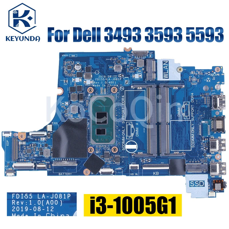 FDI55 LA-J081P For Dell 3493 3593 Notebook Mainboard i3-1005G1 i5 052X6W 004C38