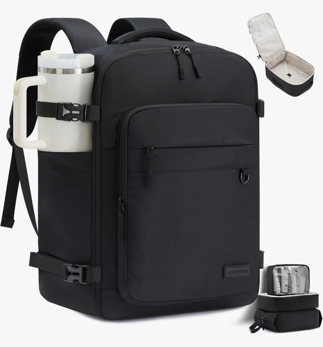 50L Travel Backpack Airline Carry On w/ 3 Packing Cubes Fits 17" Laptop, Waterpr