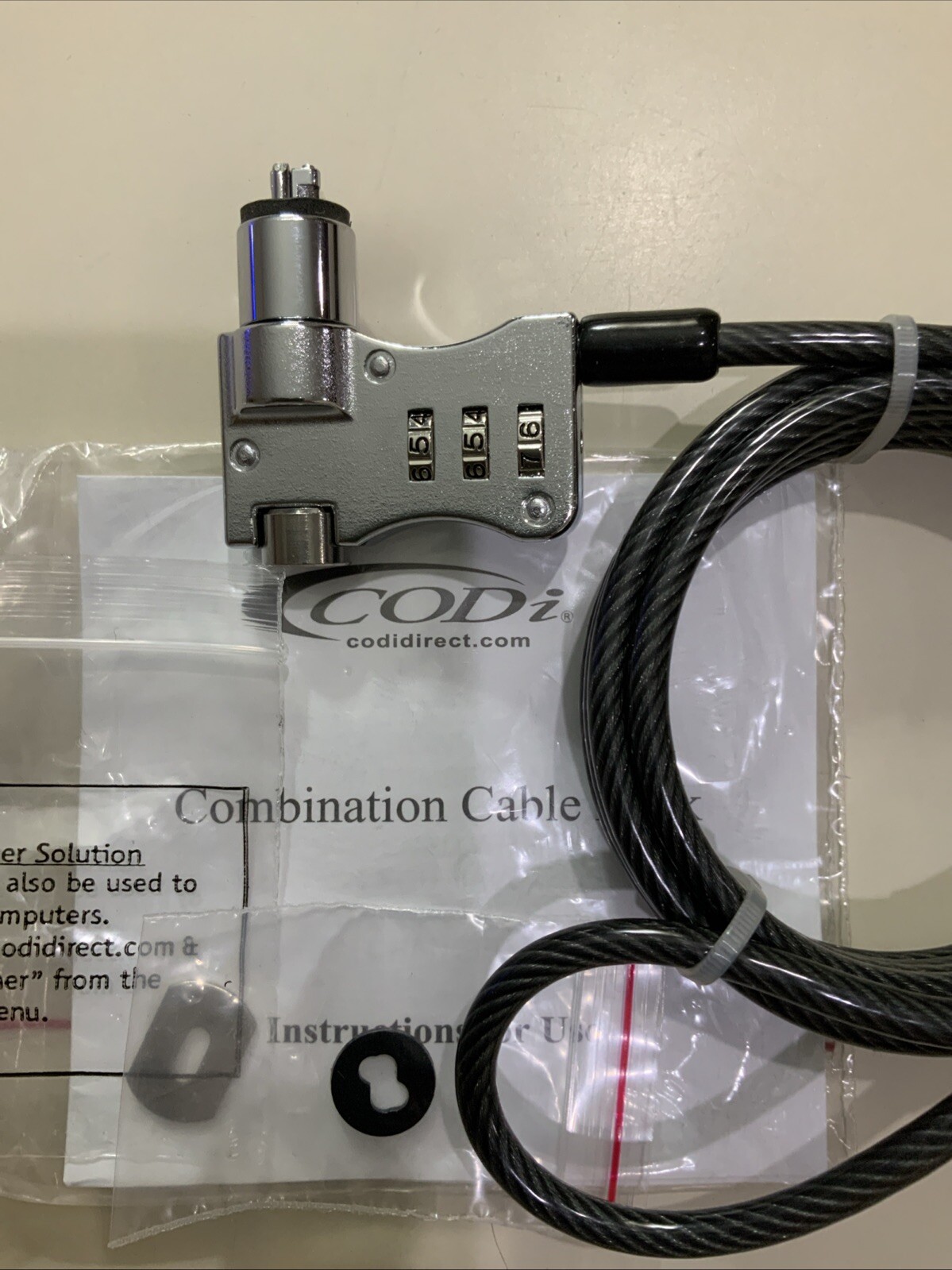 CODi 6' 3-Digit Combination Cable Lock for Laptops, desktops, printers, lcds NEW