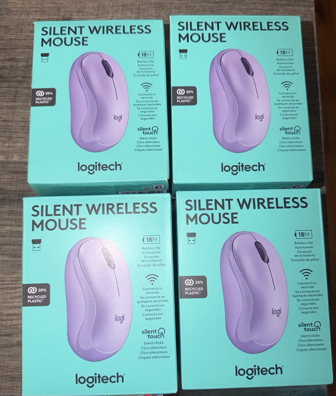 Logitech Silent Wireless Mouse 4-Pack, Purple