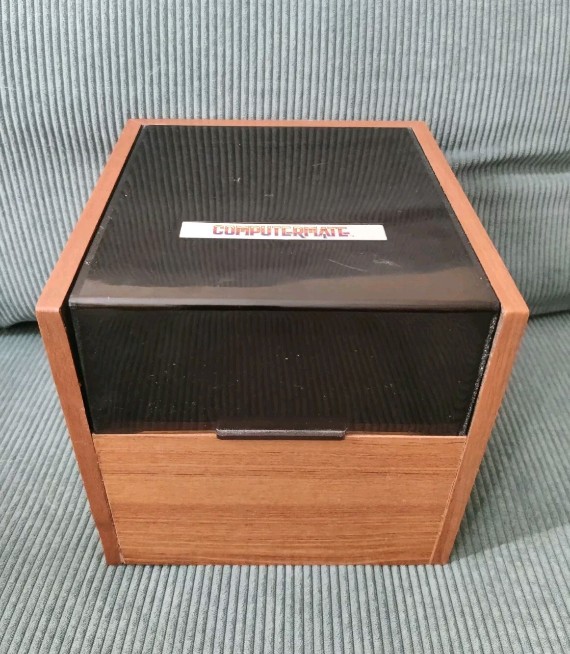 VTG ComputerMate Wood 5.25 Floppy Disc Holder Color Logo Computer Storage