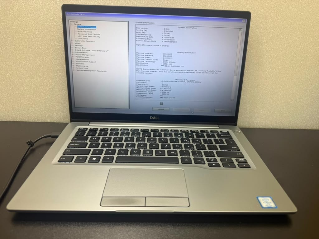 Dell 7400 Laptop 14" Touch Core i5 8th Gen Silver No Drive No RAM BIOS Lock