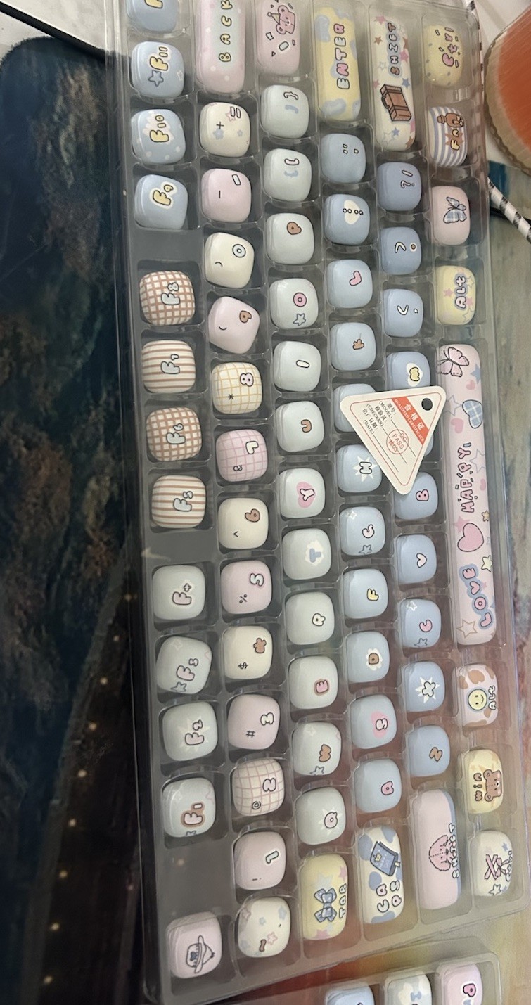 Cute blue Cartoon Multicolor Keycap Set for Mechanical Keyboard English QWERTY