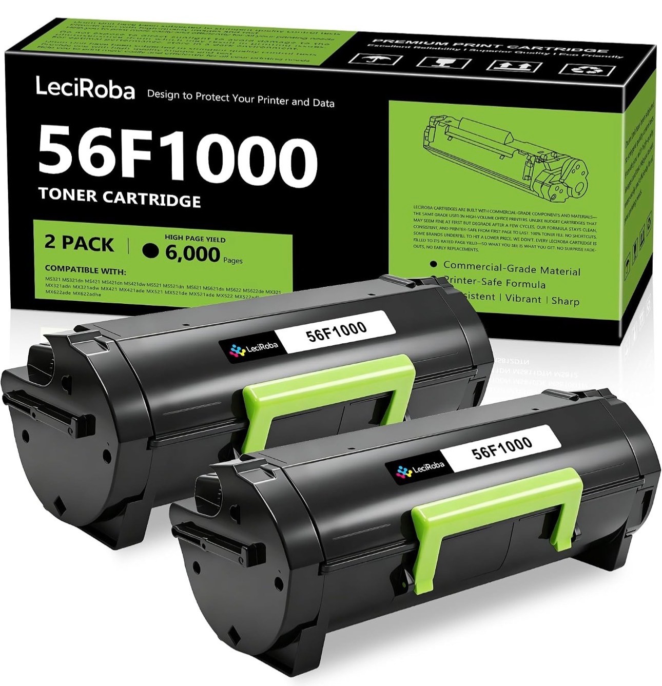 56F1000 Black Toner Cartridge for Lexmark for MS321 MS421 MS521 MS621 MS622