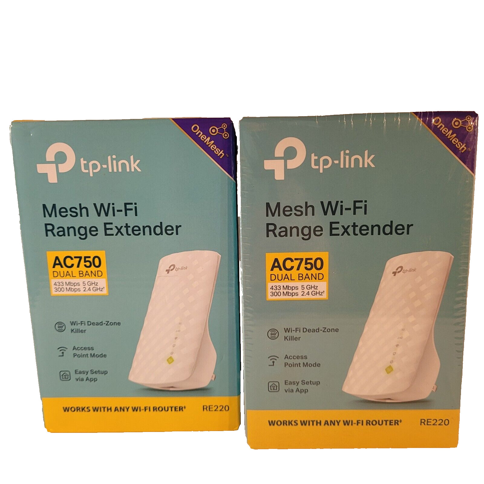 Set of 2 TP-LINK AC750 750Mbps Mesh WiFi Range Extenders NIB One Open One NIB