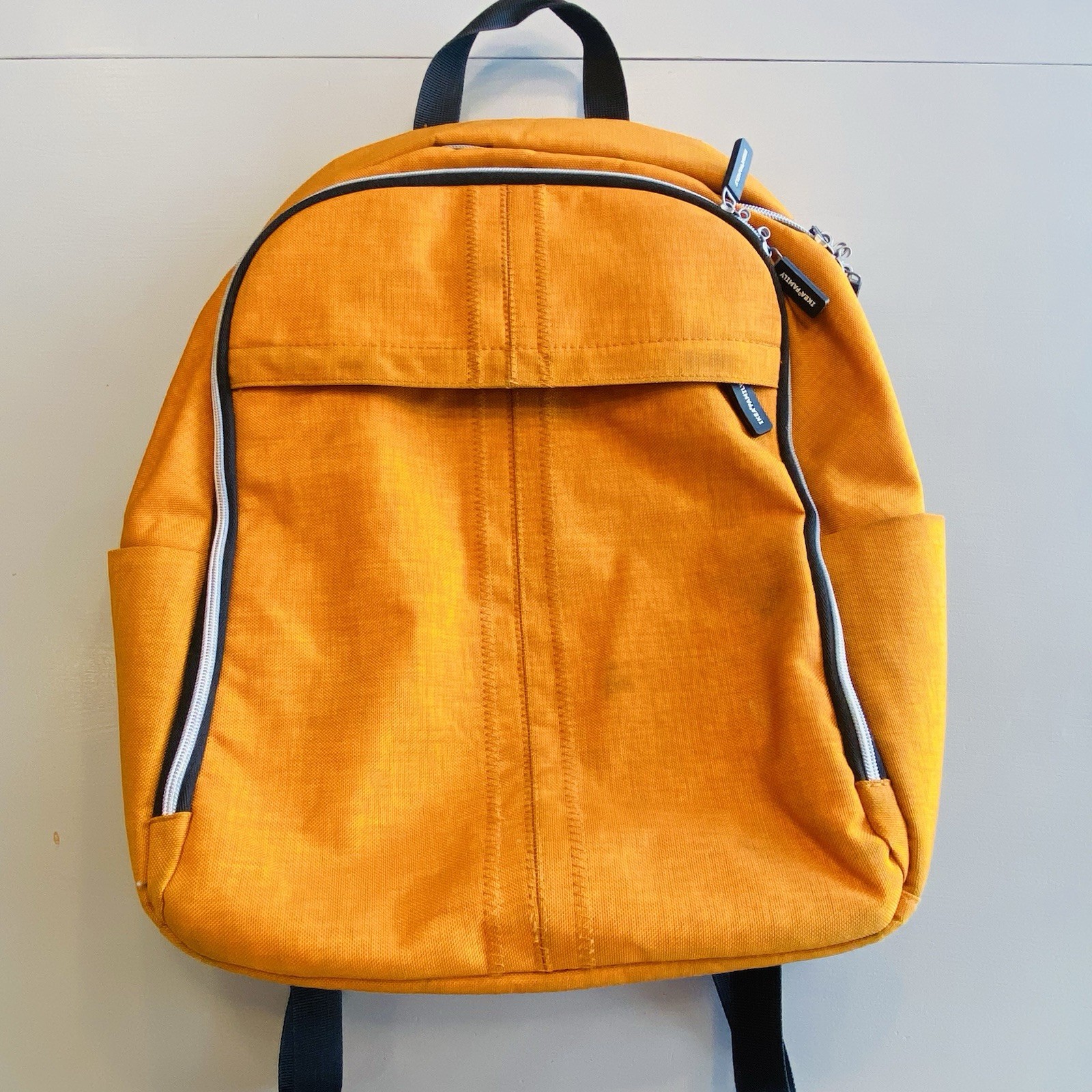 IKEA FAMILY Upptäcka Backpack Orange Nylon Adjustable Straps Full Size Laptop
