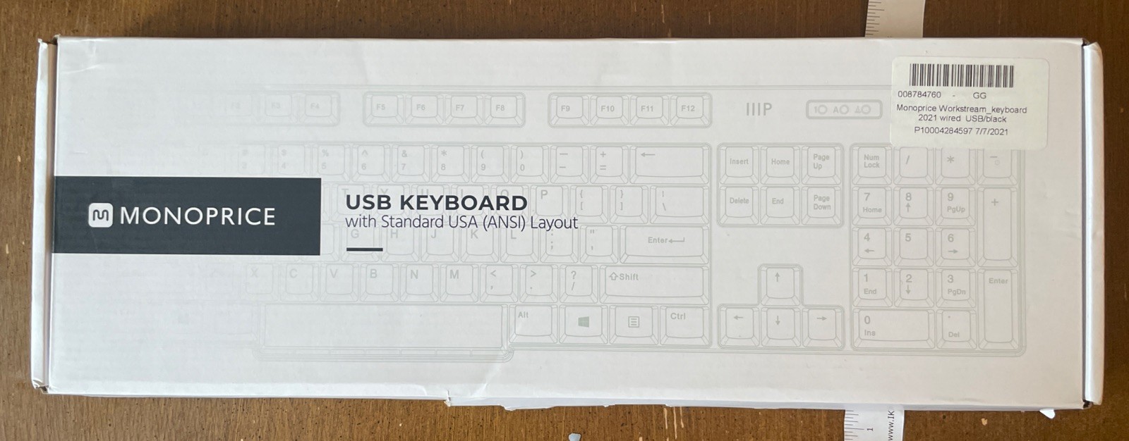 Monoprice USB Wired Workstream Keyboard Standard USA ANSI Layout 2021 Black Open