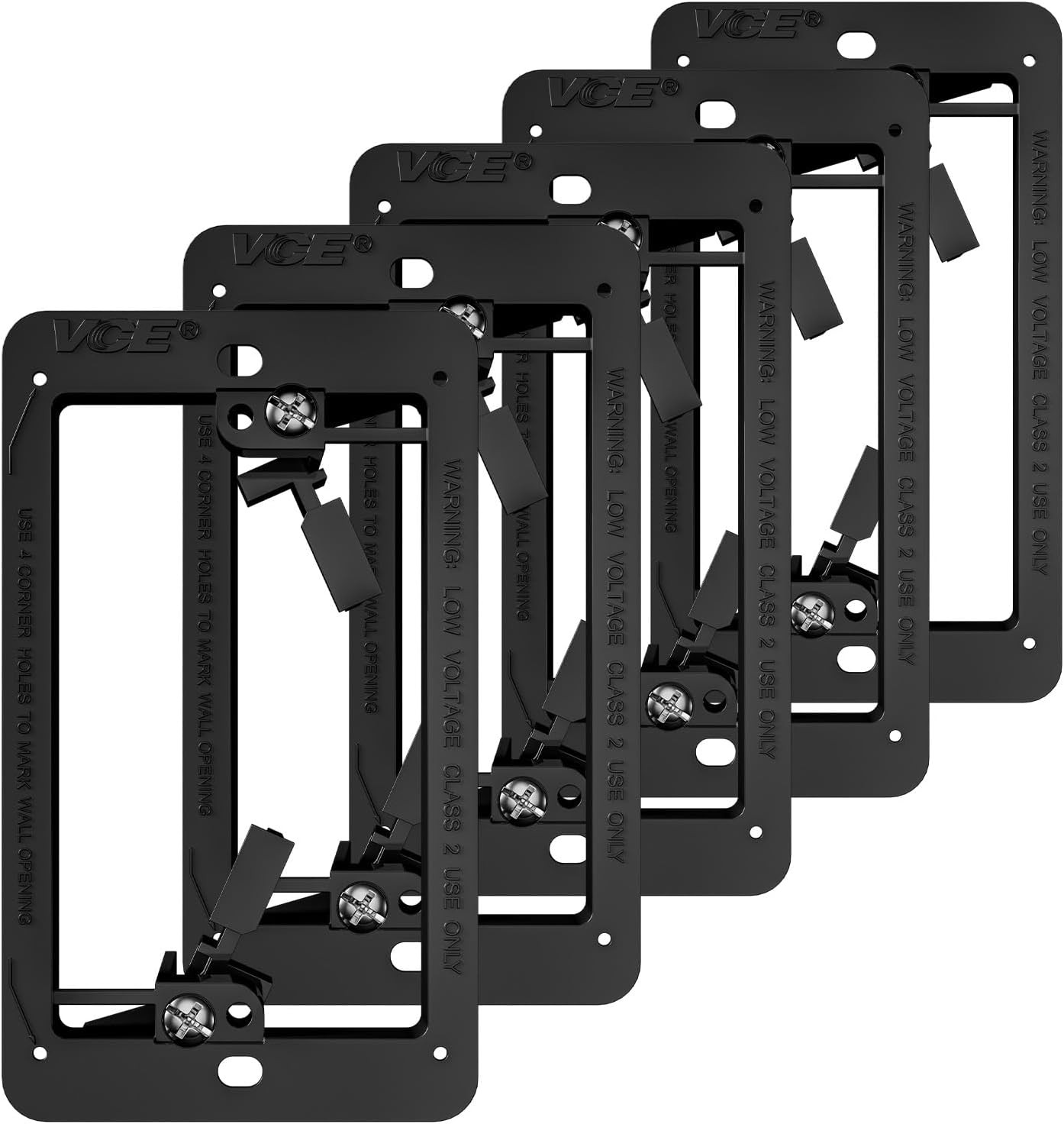 Low Voltage Mounting Bracket (1 Gang, 5 Pack) for Single Gang Wall Plate, Teleph