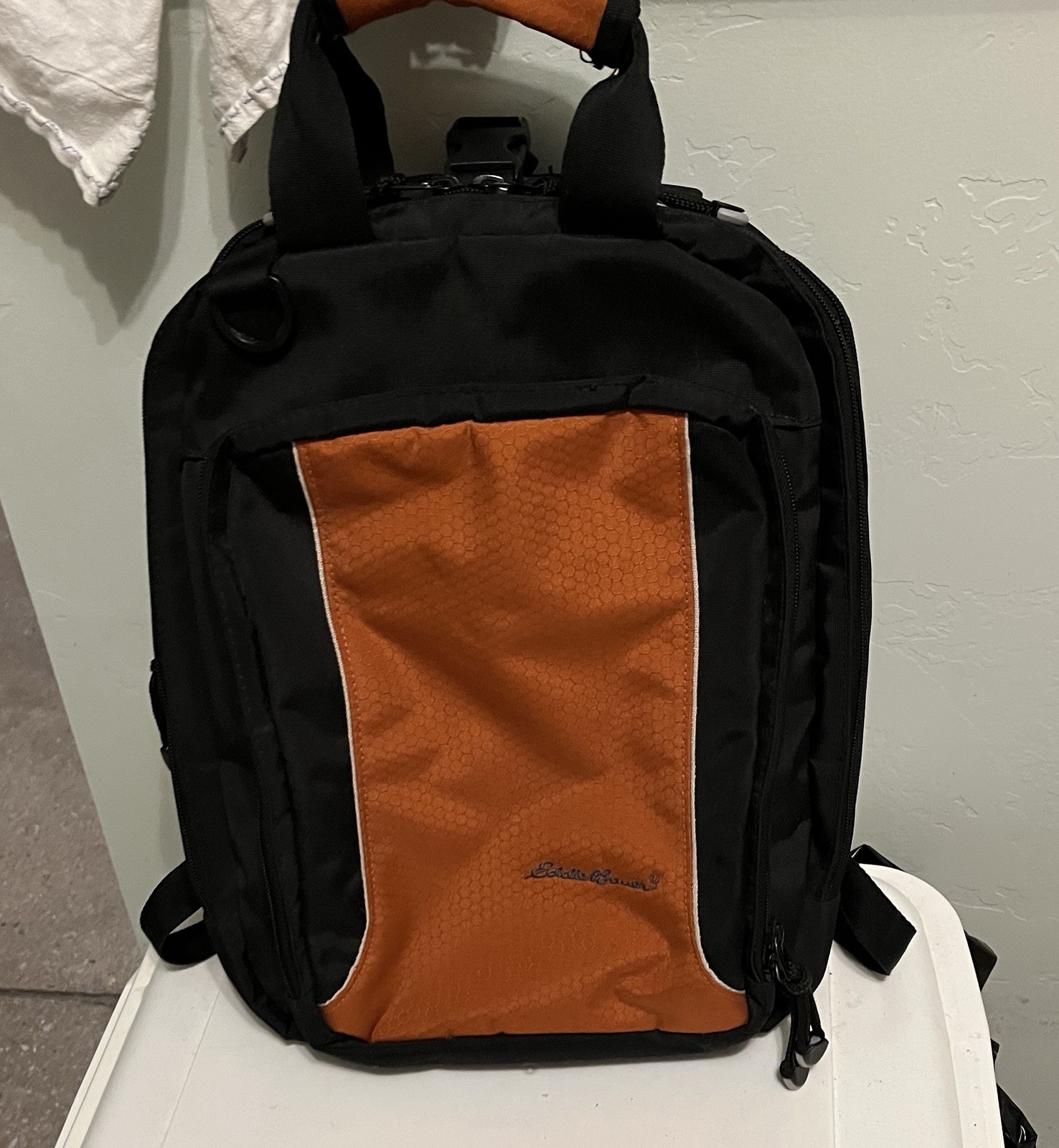 Eddie Bauer Timberline Convertible Laptop Backpack Orange and Black SkyWay Vtg