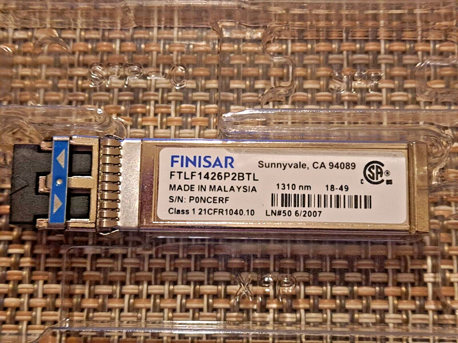 FINISAR FTLF1426P2BTL 6Gb/s 1310nm SFP+ TRANSCEIVER MODULE