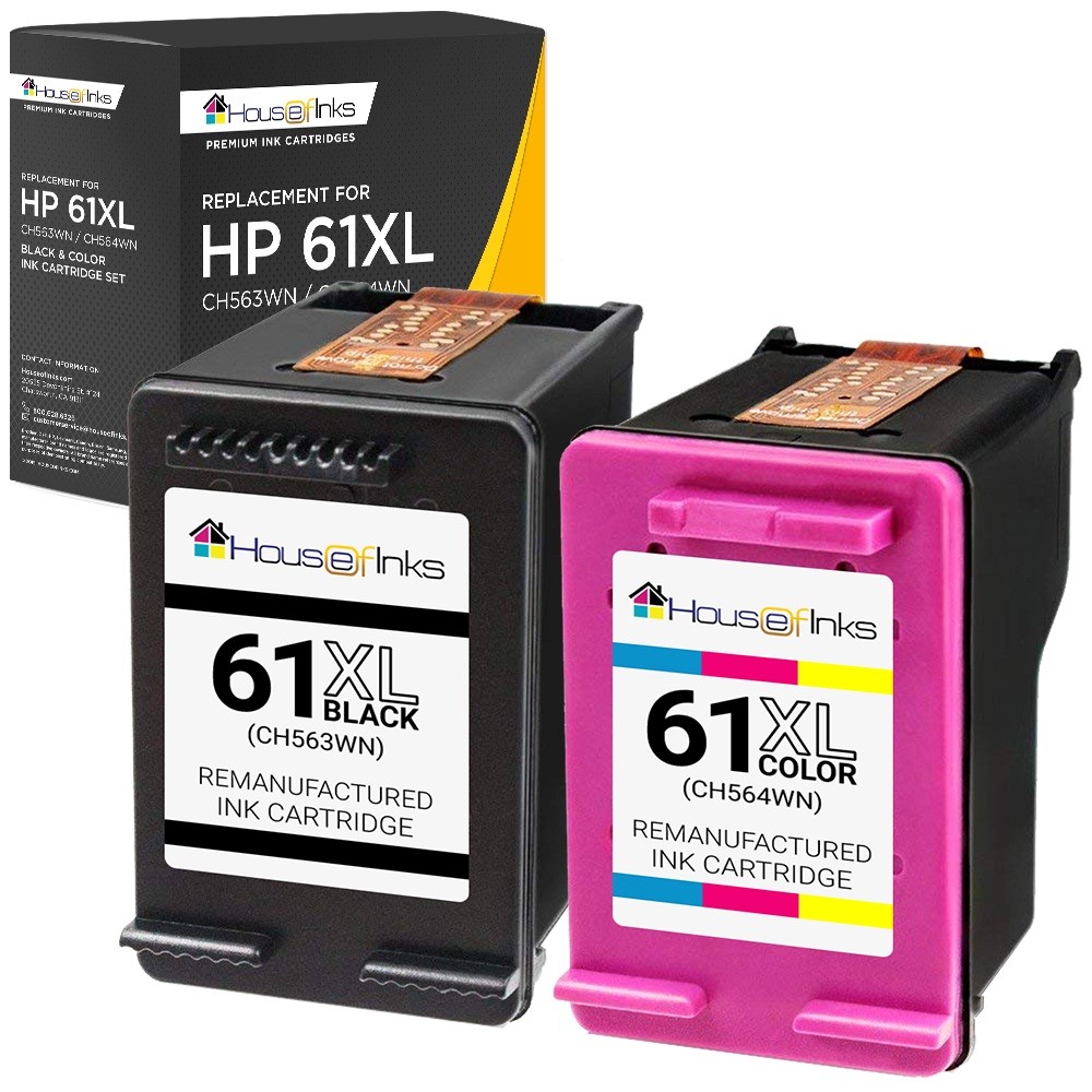 2PK Replacement for HP61XL Black Color Ink Cartridges 2543 2544 2545 3000 3050