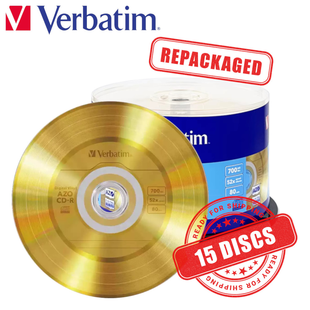 Verbatim AZO CD-R Digital Vinyl Blank CD LP Style 700M 52x Gold Color - 15 Discs