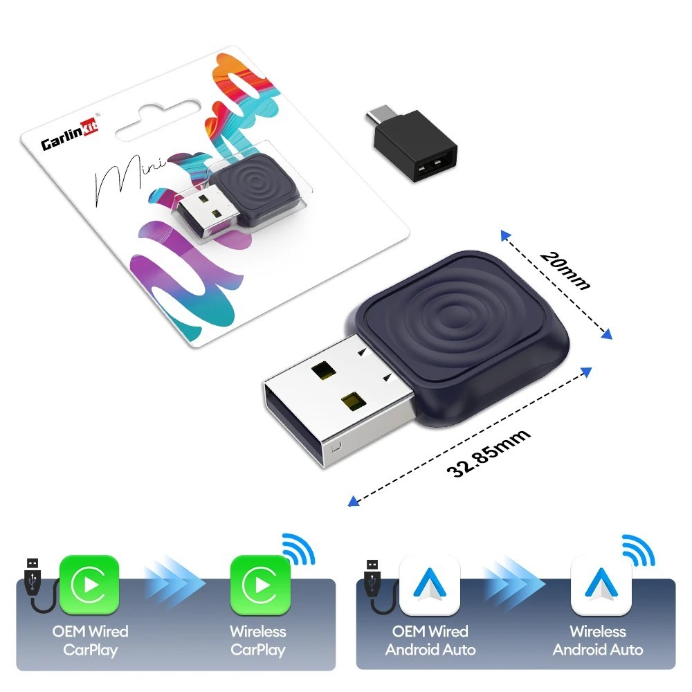 CarlinKit 2 IN 1 CarPlay Android Auto Wireless Adapter WIfi 5GHz Wireless CarPla