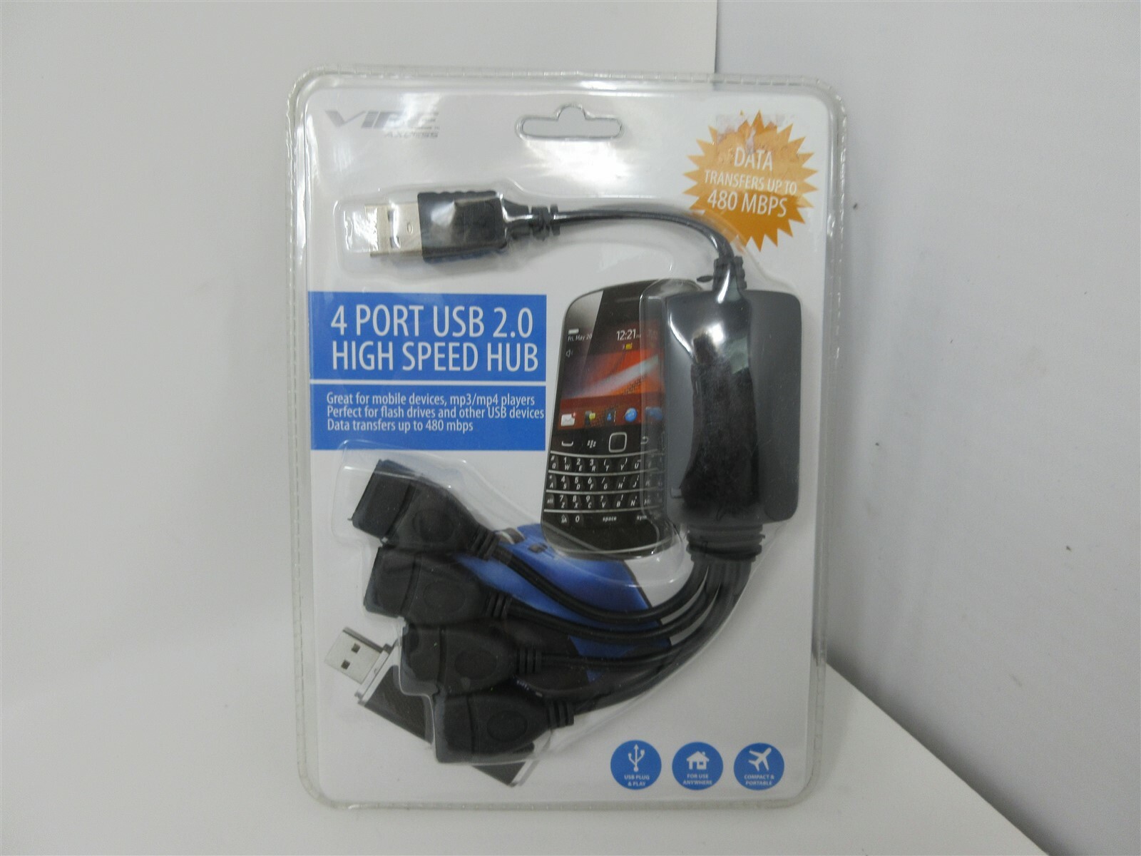 VIBE Axcess 4-port USB 2.0 Genius Hub Expansion Splitter NEW