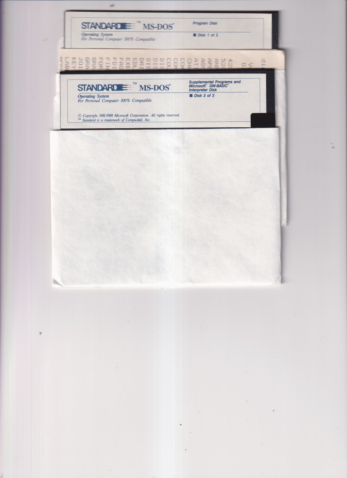 Vintage Microsoft Standard MS-DOS Operating System  5" Floppy Disks 1988