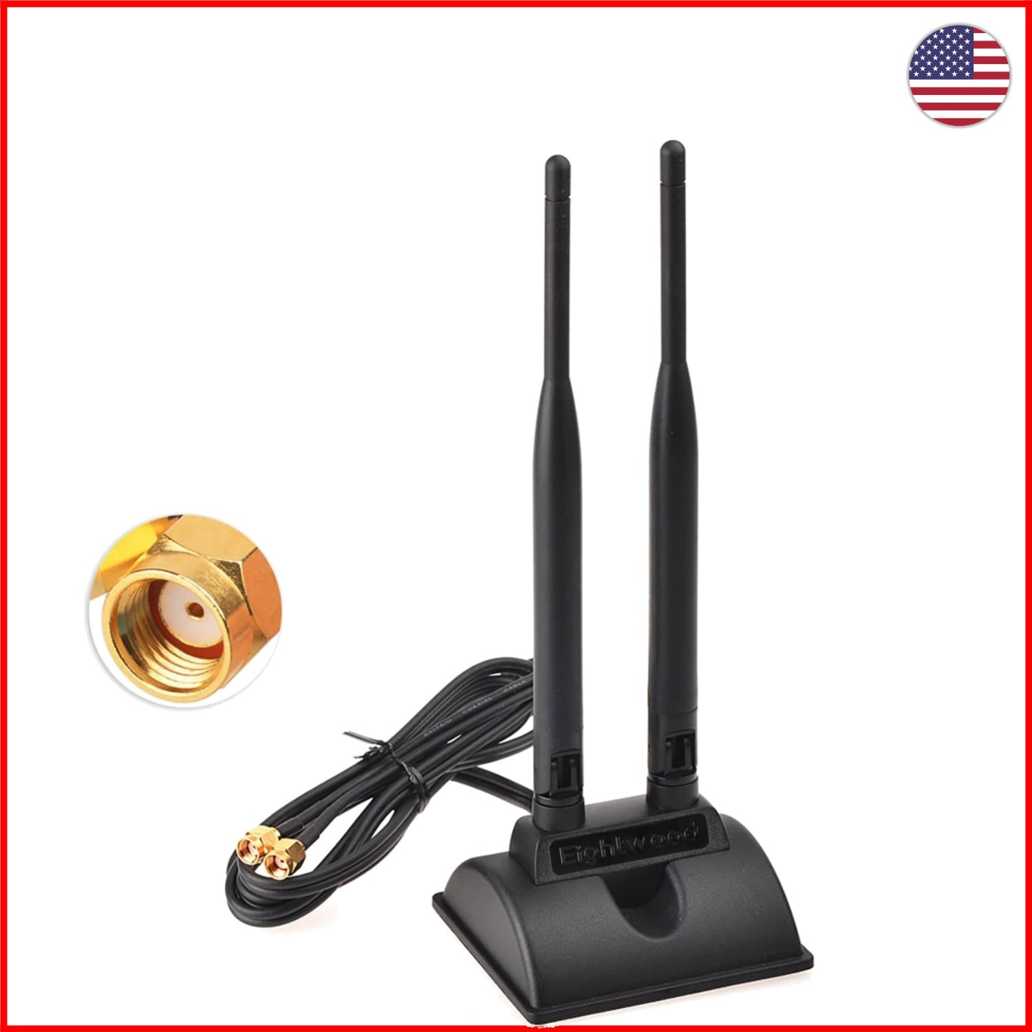 6.5ft Extension Included - Dual Band WiFi Antenna with RP-SMA Male Connector