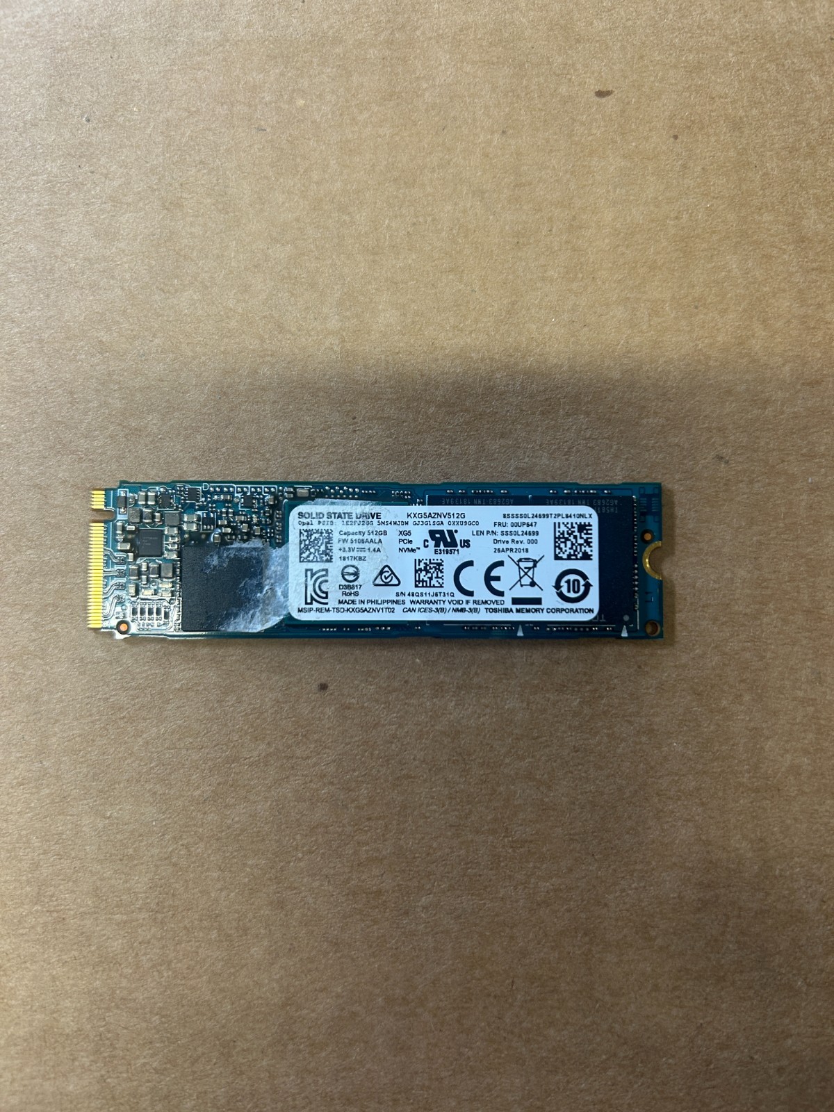 Toshiba 512GB M.2 PCle NVMe SSD Hard Drive mixed
