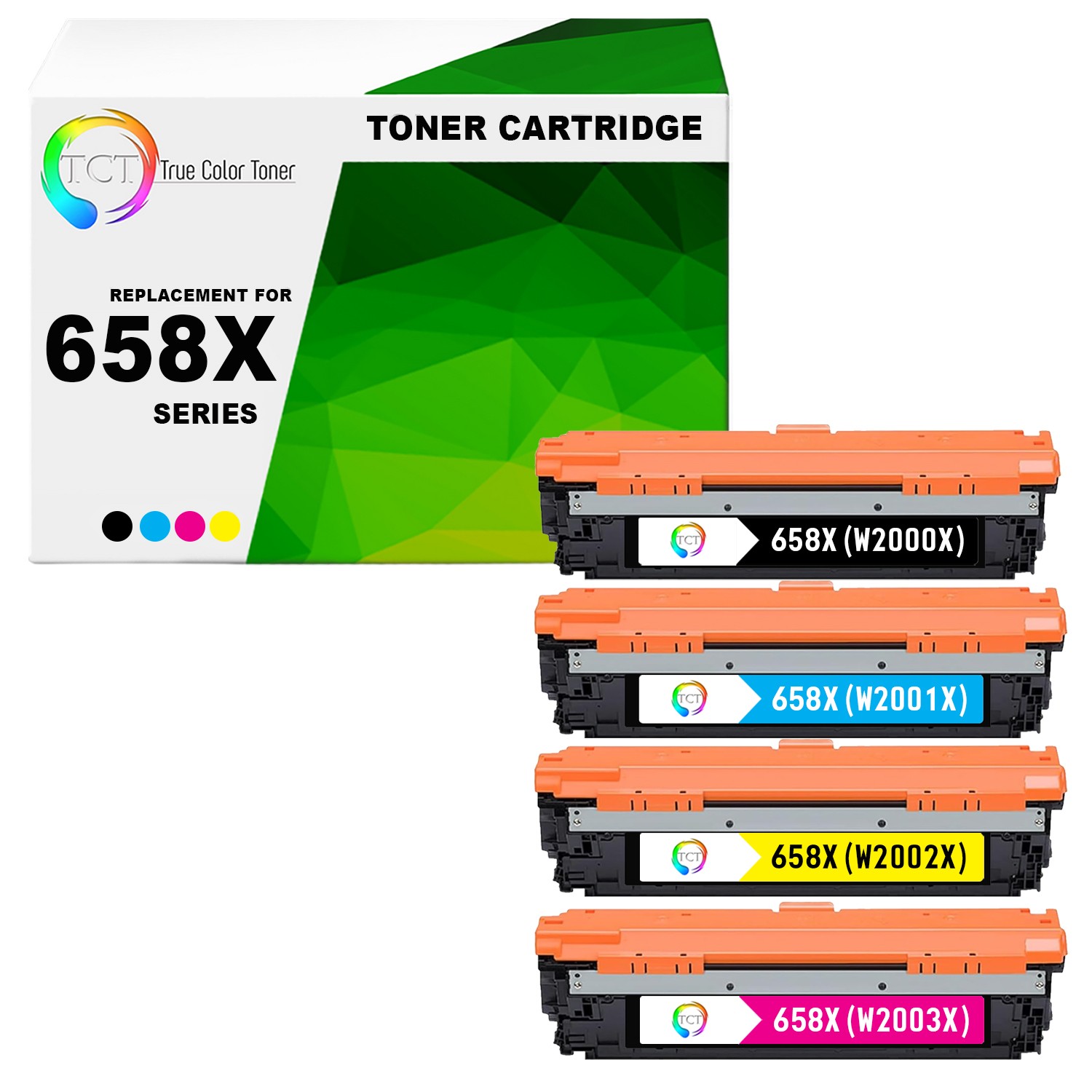 4 Pk TCT Premium 658X BCYM HY for Compatible HP LaserJet M751s Toner Cartridge