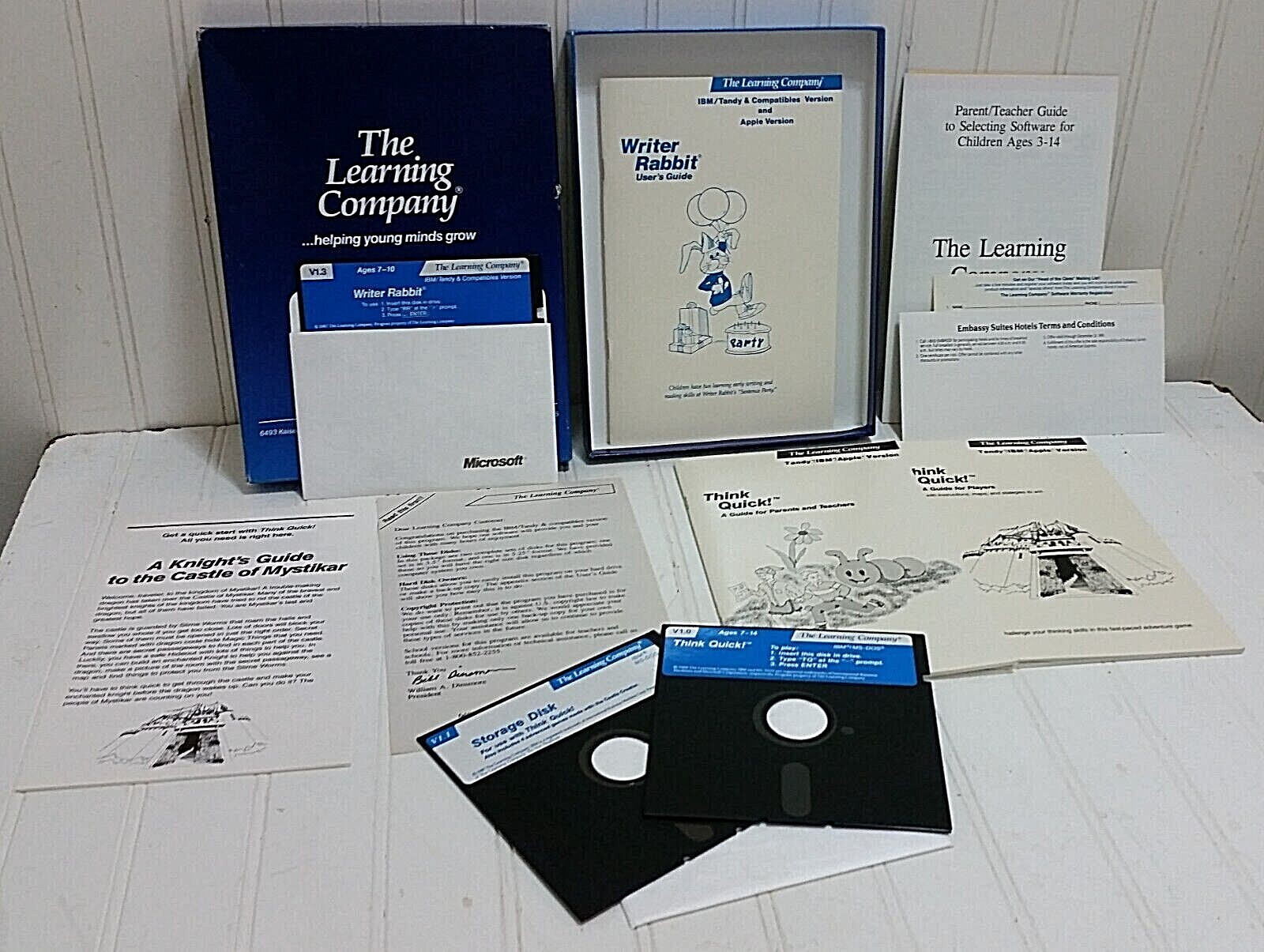 PC Games THE LEARNING COMPANY Writer Rabbit & Think Quick Floppy Disks Complete 
